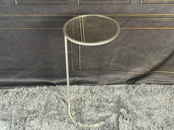 Single Silver Metal Side Table With Mercury Glass Top