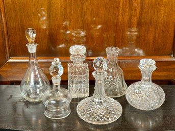 Collection Of Six Unmarked Crystal And Cut Glass Decanters