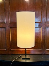 Large Modern Black Iron Table Lamp With Cream Paper Shade