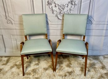 Pair Of Maurice Pre 1 Side Chairs 1950'S - Grey Fabric With Walnut - 2 Of 2