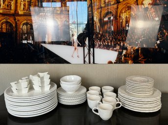 Collection Of White Ceramic Dinnerware - Made In Portugal