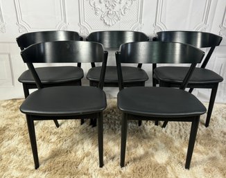 Set Of Five Black Sibast No 7 Dining Chairs With Cushion Seats