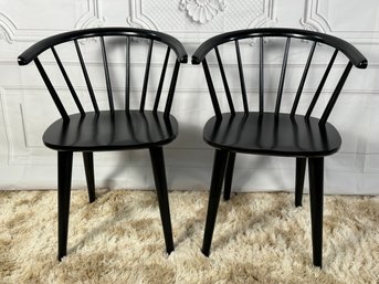 Pair Of Modern Black Wood Chairs