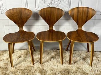 Set Of 3 Mid Century Modern Dining Side Chair In Ash/Walnut