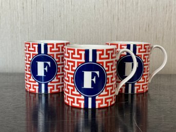 Set Of Three Jonathan Adler F Coffee Mugs