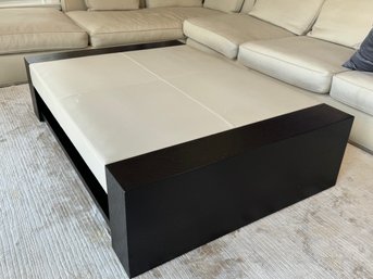 Holly Hunt Large Scale Leather And Dark Wood Coffee Table  - Purchased For $11k