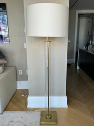 Brass And Glass Standing Lamp With Paper Shade