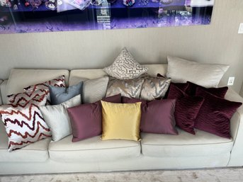 Collection Of Custom Throw Pillows - Silks In Maroons, Creams And Sand