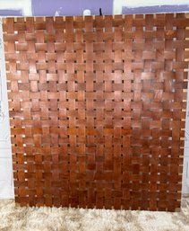 Large Scale Woven Leather And Walnut Wall Piece