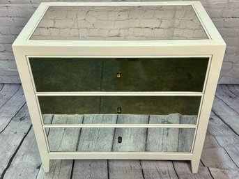 Made Goods White Shagreen 3 Drawer Mirrored Dresser