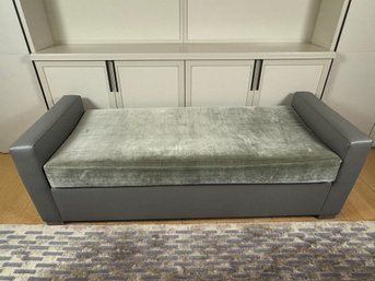 Adriana Hoyos Leather And Velvet Bench - Grey And Tan, Purchased For $3500