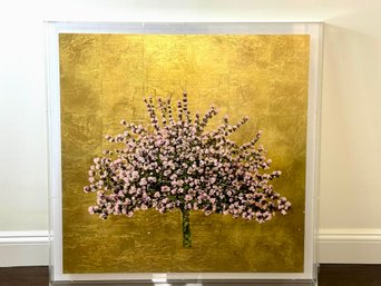 Signed Jack Frame Gold Leaf On Paper On Acrylic In An Acrylic Box - Apple Blossom - One Of Two