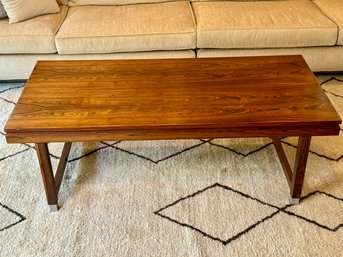 Christian Liaigre Modern Dark Wood Coffee Table With Chrome Feet