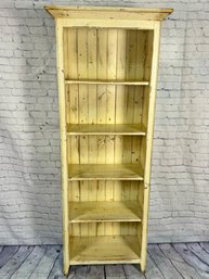 Cream Distressed Painted Wood Book Case - 5 Shelves