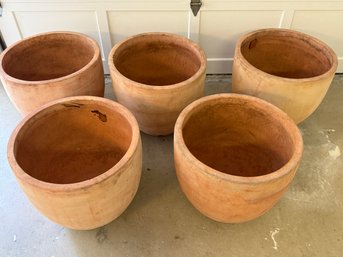 Collection Of Five Large Terra Cotta Flower Pots