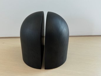 Pair Of Black Wood Cofield Bookends With Cork Bottom