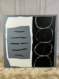Abstract Black White And Grey Print On Canvas