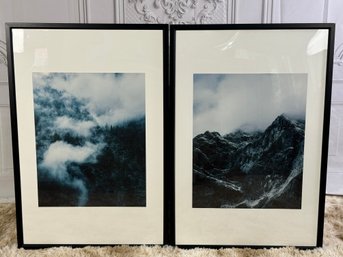 Pair Of Framed Prints Of Photographs - Mountain Scenes - Black Frames