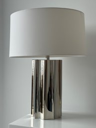 Arteriors Mirrored Chrome Table Lamp With White Paper Shade