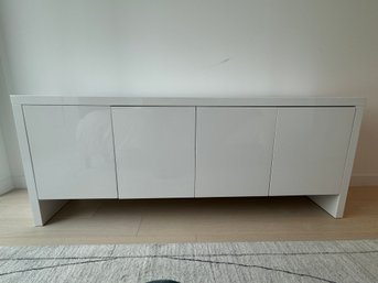 Large White Lacquer Four Door Credenza - No Shelves