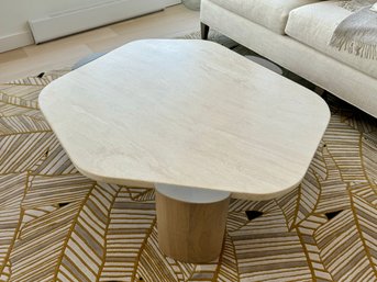 Magnificent Arteriors Meadow Cocktail Table - Stone Top With Faded Brown Wood Legs