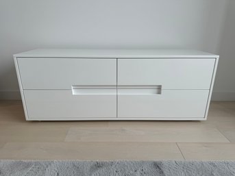 CB2 White Lacquer Four Drawer Low Dresser