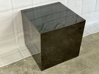 Black Mirrored Metal Cube Side Table