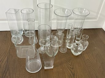 Collection Of Clear Glass Vases - Assorted Sizes