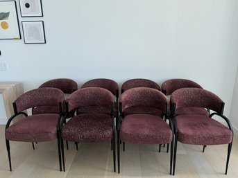 Set Of Eight Arteriors Bahati Chairs In Bourdeaux Chenille