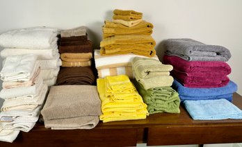 Large Collection Assorted Towels - Green, Yellow, Brown, Blue, Sand, White, Wine - Assorted Sizes