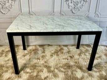 Black Metal Parsons Table With White/grey Marble Top