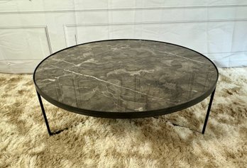 Black Metal Round Coffee Table With Marble Top