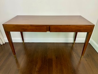 Two Drawer Wood Desk With Metal Feet