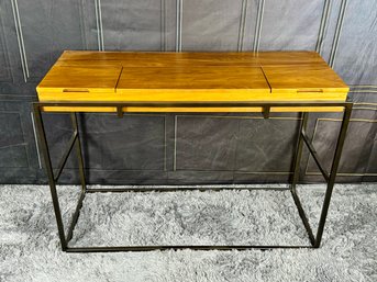 Article Co Walnut And Black Metal Industrial Console With Storage