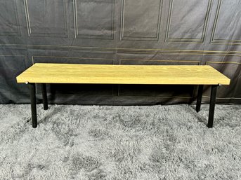 Heavy Blonde Wood And Black Metal Bench - 2 Of 2