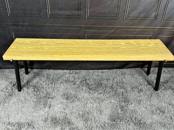 Heavy Blonde Wood And Black Metal Bench - 1 Of 2