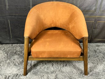 Apora Lounge Chair By Bruno Moinard In Rust Suede With Walnut Frame