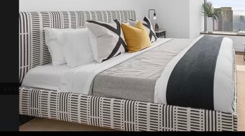 KING Black And White Upholstered Skyline Furniture Bed
