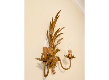 Pair Of Brass Wheat 2 - Light Wall Sconces