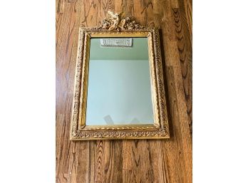 Gold Leaf Wood Mirror With Pair Of Eagles At The Top