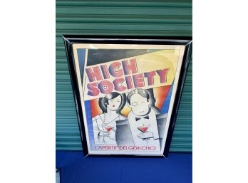 Vintage Framed French Print High Society LAperitif Des Gend Chics - Sane 28