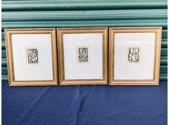 Set Of 3 Small Framed Signed George Roualt  Prints 1985