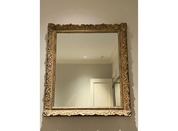 Antique Carved Wall Mirror - Distressed Gold