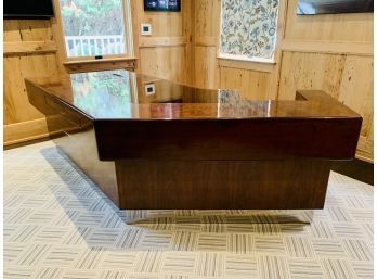 Monteverdi Young Boomerang Desk - Burled Wood With Glass Inserts - Mid Century Modern ($8,000-$10,000)