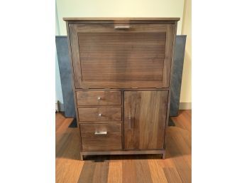 Room And Board Shell Lake Woodcrafters Modern Wood Media Cabinet/secretary With Metal Pulls And Base