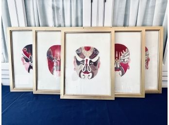 Set Of 6 Painted Faces In Gold Frames