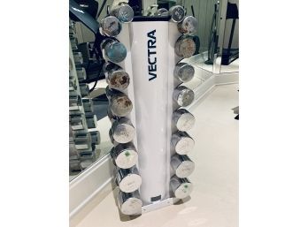 Vectra Fitness Dumbbell Rack - 8 Sets 5 Lbs To 30 Lbs - Some Of The Weights Have Visible Rust