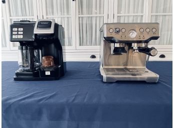 Breville Espresso Machine With Grinder And Hamilton Beach Flex Brew Coffee Maker