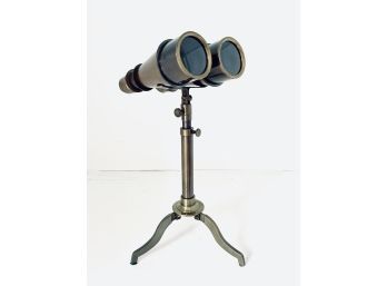 Set Of Antique Binoculars On Tripod Stand