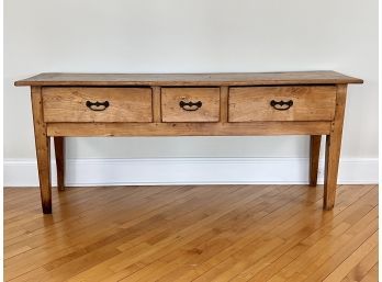 Gorgeous Antique Pine Console With 3 Drawers